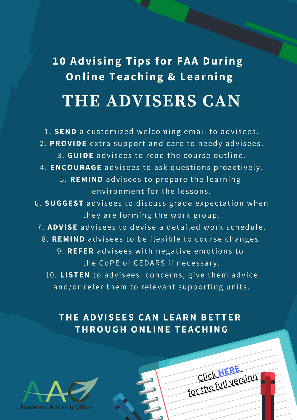 picture of 10 Advising Tips for FAA During Online Teaching & Learning