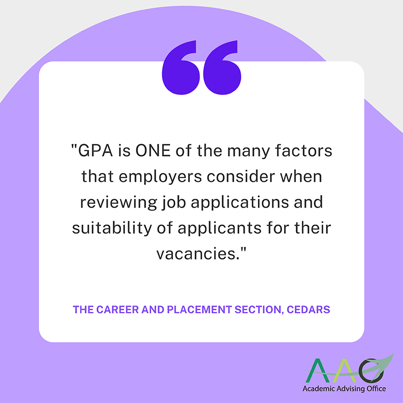 GPA is ONE of the many factors that employers consider when reviewing job applications and suitability of applicants for their vacancies.