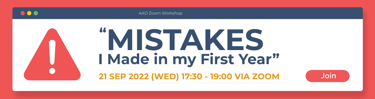 banner of AASO’s “Mistakes I Made in my First Year” Workshop 2022 